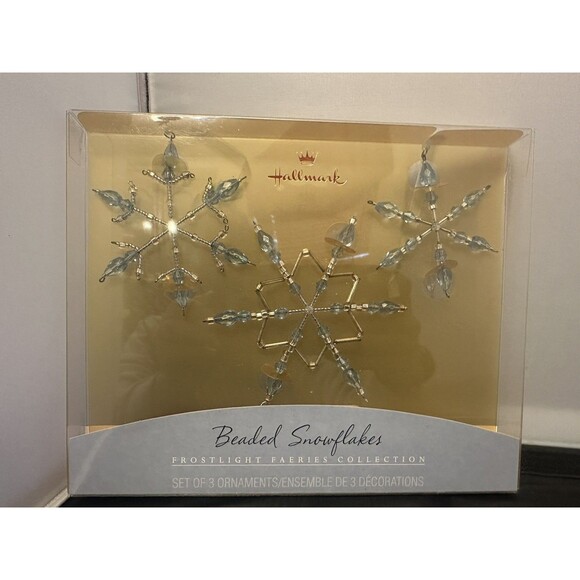 Set Of 4 Periwinkle Frostlight Faeries Beaded Snowflakes NEW Hallmark Ornament - Picture 5 of 5